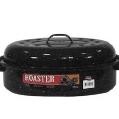 Granite Ware Covered Oval Roaster, Black
