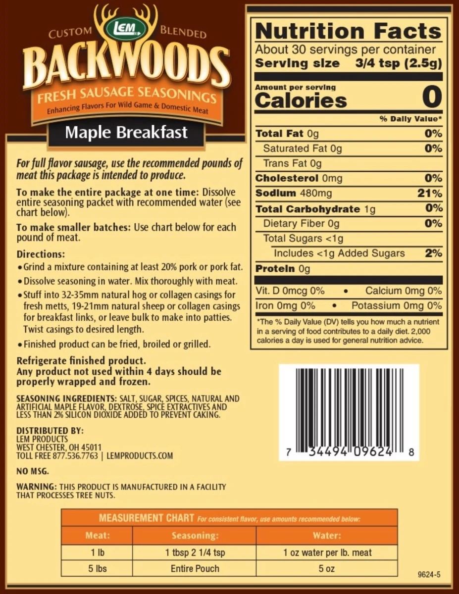 LEM Backwoods Maple Breakfast Fresh Sausage Seasoning – Makes 5 lbs - Image 2