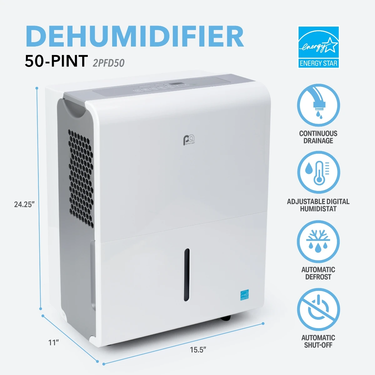 Perfect Aire 50-Pint Flat Panel Energy Star Dehumidifier MODEL #: 2PFD50 - Image 5