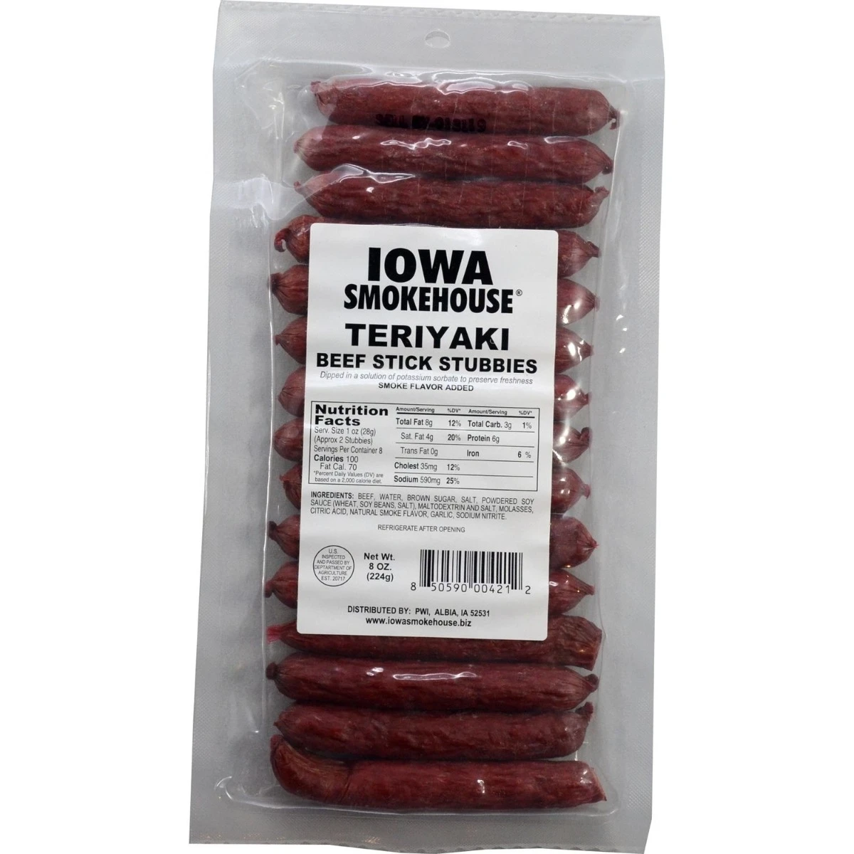 Iowa Smokehouse 8 oz Beef Stick Stubbies-Teriyaki