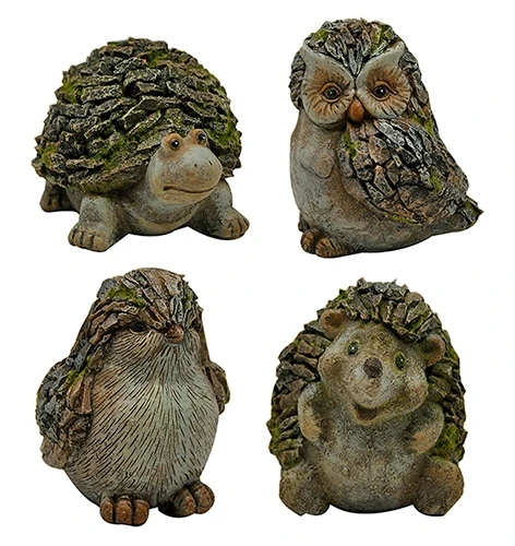 Alpine Bird, Turtle, Hedgehog and Owl Statues – Assorted